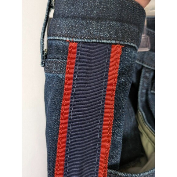 Veronica Beard Jeans Carolyn Baby Boot Tuxedo Side Stripe Crop Blue Womens 22 - Picture 7 of 14